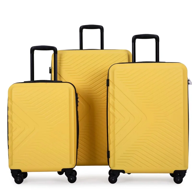 3 Piece Luggage Sets ABS Lightweight Suitcase with Two Hooks, Spinner Wheels, TSA Lock, (20/24/28)