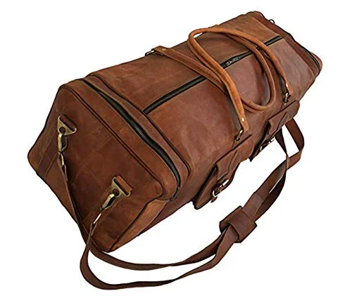 30" Inch Real Goat Vintage Leather Large Handmade Travel Luggage Bags in Square Big Large Brown bag Carry On (30 inch) 30" Inch Real Goat Vintage Leather Large Handmade Travel Luggage Bags in Square Big Large Brown bag Carry On (30 inch)
