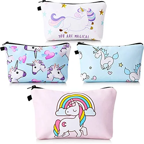 4 Pieces Makeup Bag Funny Cartoon Cosmetic Pouch Printed Toiletry Travelling Bags Cosmetic Bags for Women (Unicorn) 4 Pieces Makeup Bag Funny Cartoon Cosmetic Pouch Printed Toiletry Travelling Bags Cosmetic Bags for Women (Unicorn)