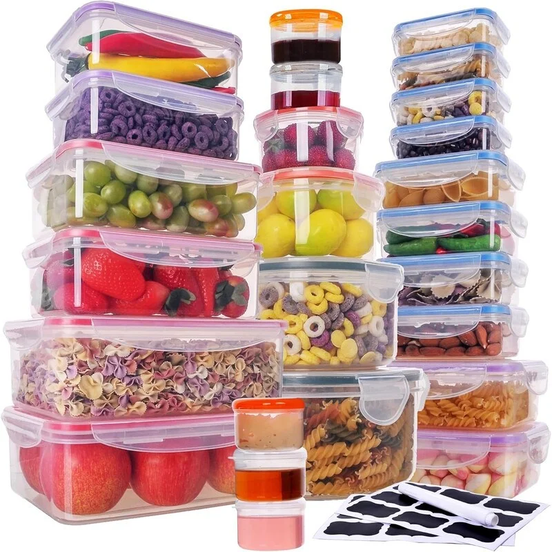 50 Piece Large Food Storage Container with LidStackable Kitchen SetLeak Proof Containers - Freezer Microwave Safe