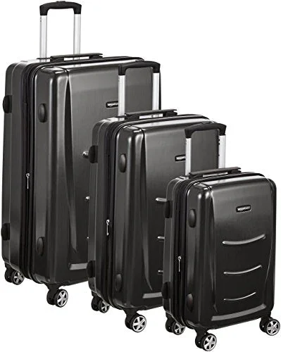 AmazonBasics 3 Piece Hard Shell Luggage Spinner Suitcase Set - Slate Grey