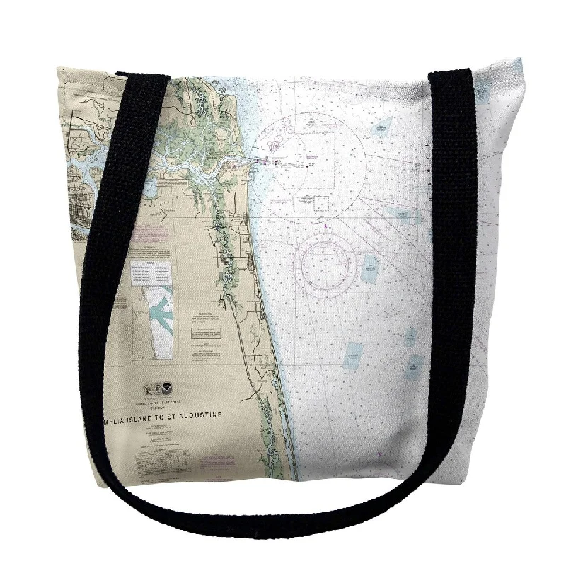 Amelia Island to Saint Augustine, FL Nautical Map Medium Tote Bag 16x16 - 16 inches x 16 inches