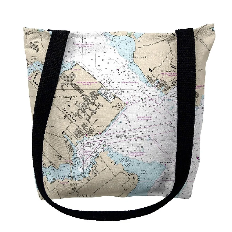 Annapolis, MD Nautical Map Medium Tote Bag 16x16 - 16 inches x 16 inches