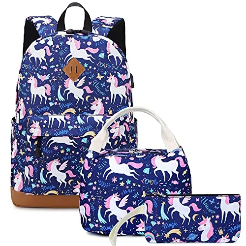 Backpacks for Girls Cute Unicorn School Bags Lightweight for 7+ years old Kids School Bags Backpack with Lunch Box and Pencil Case (Blue-Unicorn) Backpacks for Girls Cute Unicorn School Bags Lightweight for 7+ years old Kids School Bags Backpack with Lunch Box and Pencil Case (Blue-Unicorn)