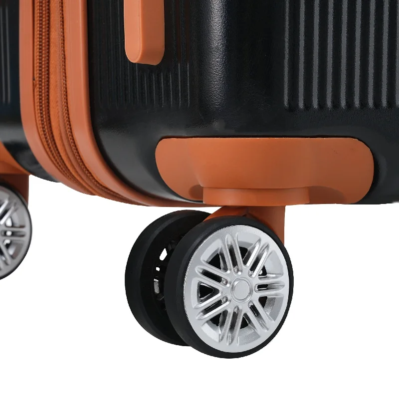 Black 3 Piece Hardshell Luggage Sets Spinner 8 Wheels Suitcase