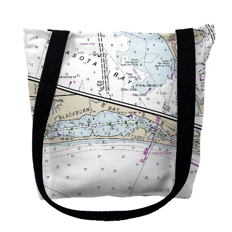 Blackburn Bay, FL Nautical Map Medium Tote Bag 16x16 - 16 inches x 16 inches