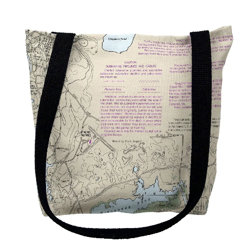 Block Island Sound - Westerly State Airport, RI Nautical Map Medium Tote Bag 16x16 - 16 inches x 16 inches