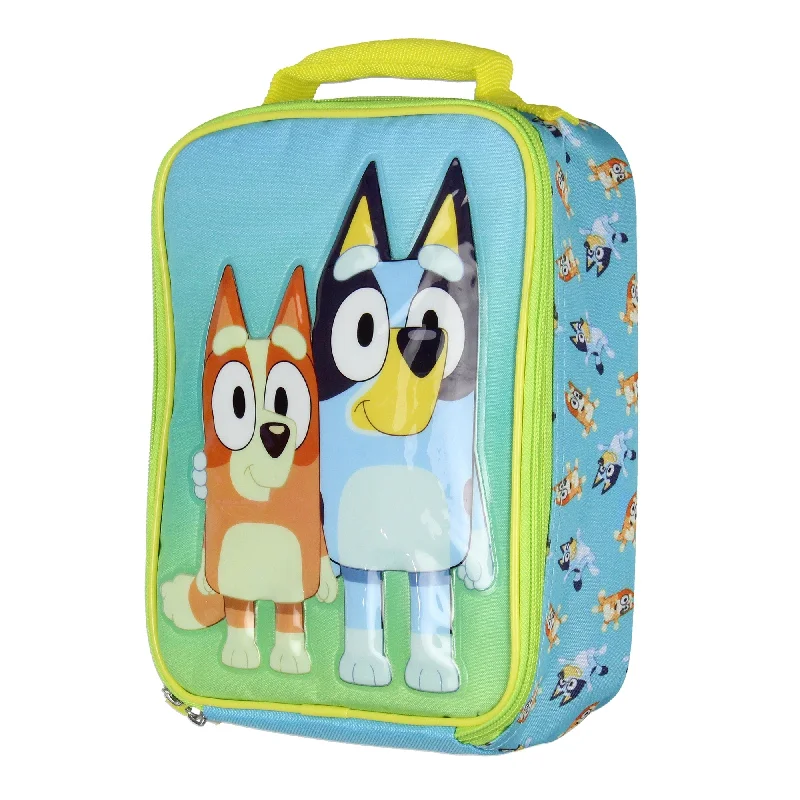 Bluey Kids Lunch Box Bluey And Bingo Raised Character Insulated Lunch Bag Tote For Hot And Cold Food, Drinks, And Snacks
