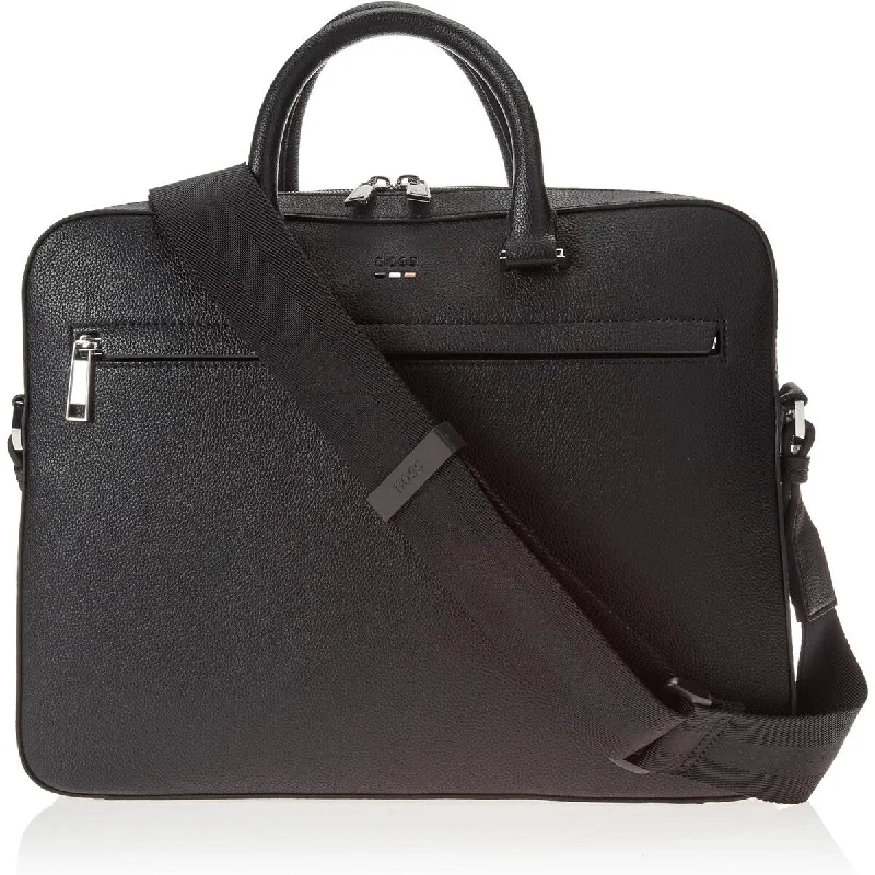 BOSS Embossed Logo Smooth Vinyl Executive Briefcase, Galaxy Black