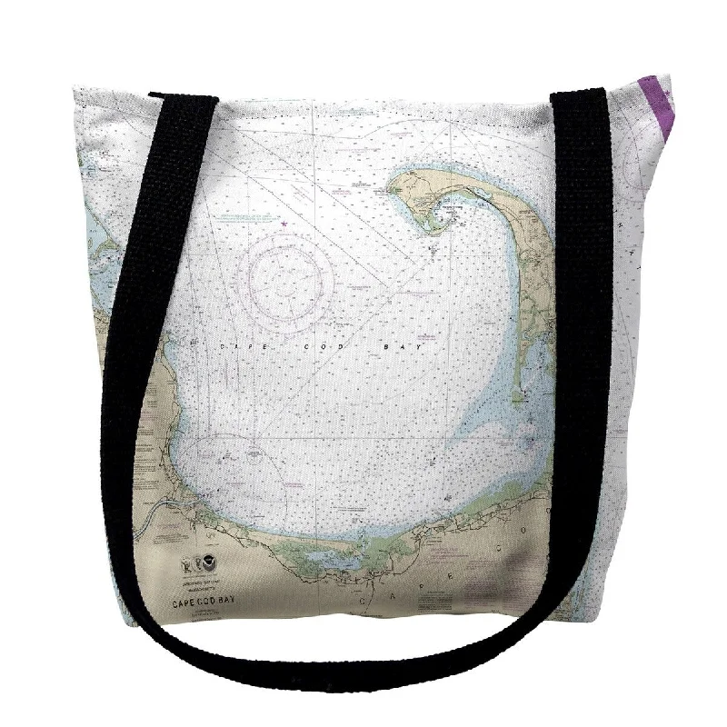 Cape Cod Bay, MA Nautical Map Medium Tote Bag 16x16 - 16 inches x 16 inches