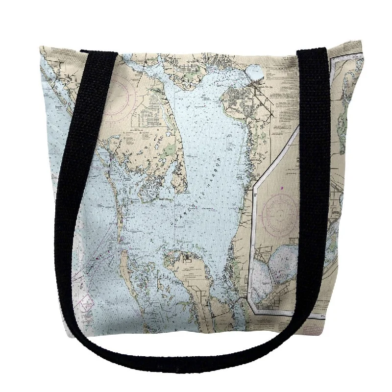 Charlotte Harbor, FL Nautical Map Medium Tote Bag 16x16 - 16 inches x 16 inches