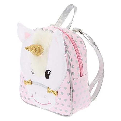 Claire’s Club Ariella the Unicorn Backpack, Pink with Silver and White, Zipper Closure and Adjustable Straps, 8x9x3 Inches Claire’s Club Ariella the Unicorn Backpack, Pink with Silver and White, Zipper Closure and Adjustable Straps, 8x9x3 Inches