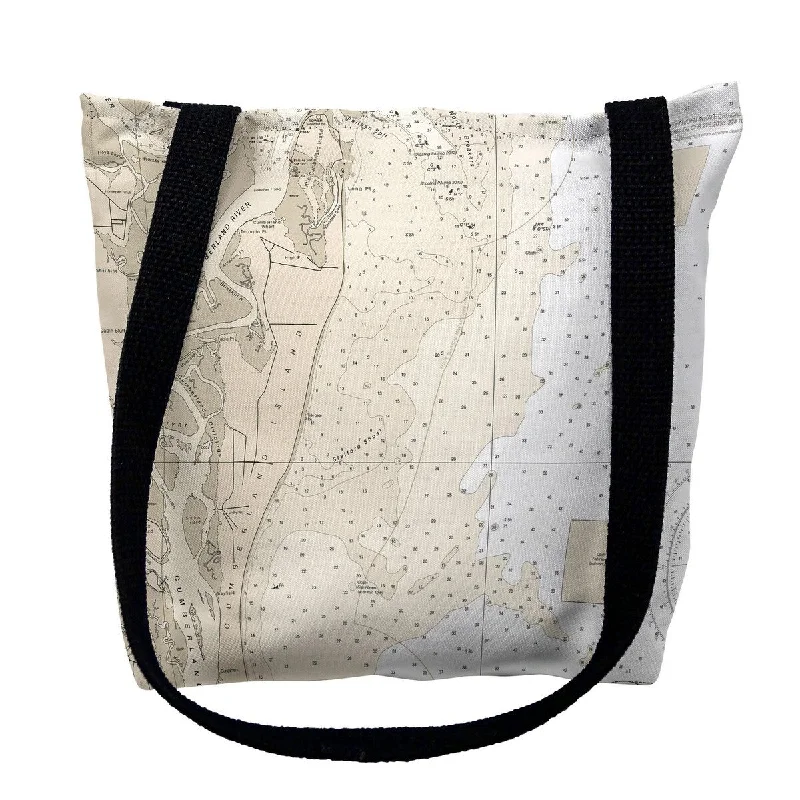 Cumberland River & Cumberland Island, GA Nautical Map Medium Tote Bag 16x16 - 16 inches x 16 inches