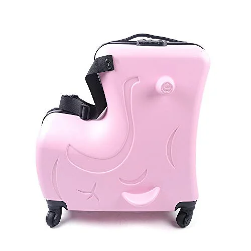 DNYSYSJ 20 Inch Children's Ride On Trolley Luggage, Portable Universal Wheel Luggage Carry On Luggage, Waterproof Unisex Boys Girls Travel Suitcase With Lock, ABS+PU (Pink) DNYSYSJ 20 Inch Children's Ride On Trolley Luggage, Portable Universal Wheel Luggage Carry On Luggage, Waterproof Unisex Boys Girls Travel Suitcase With Lock, ABS+PU (Pink)