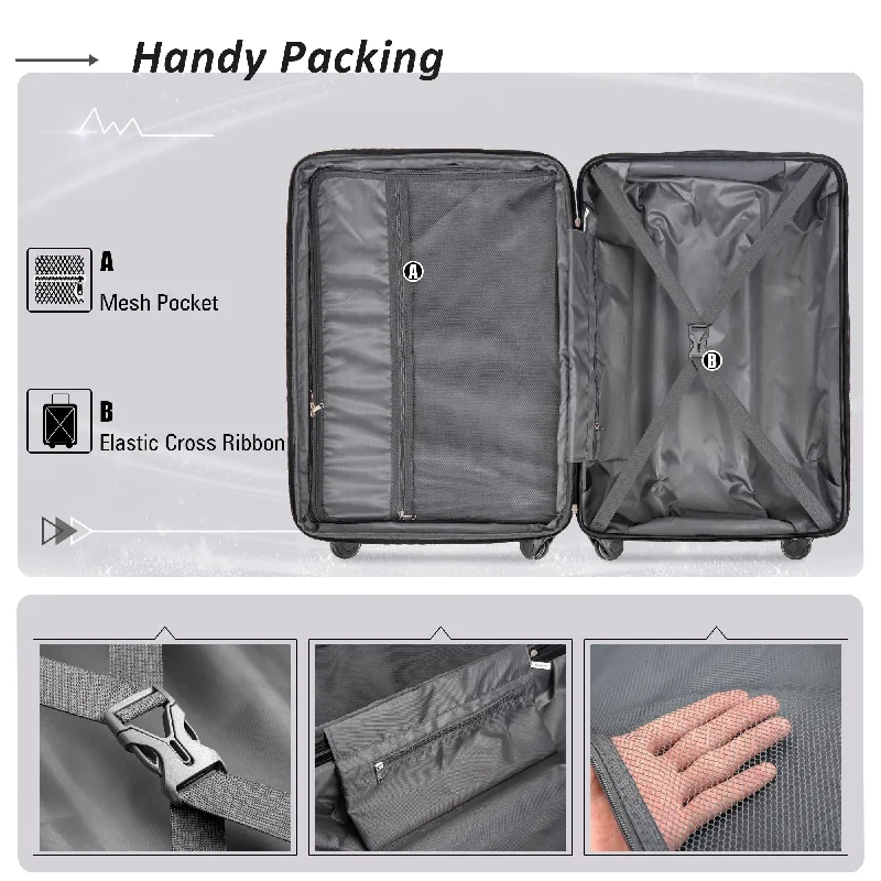 Expandable Suitcase Set 2 Piece Luggage Set, Lightweight ABS Hard Shell Travel Luggage With 360 Degree Swivel Spinner Wheels