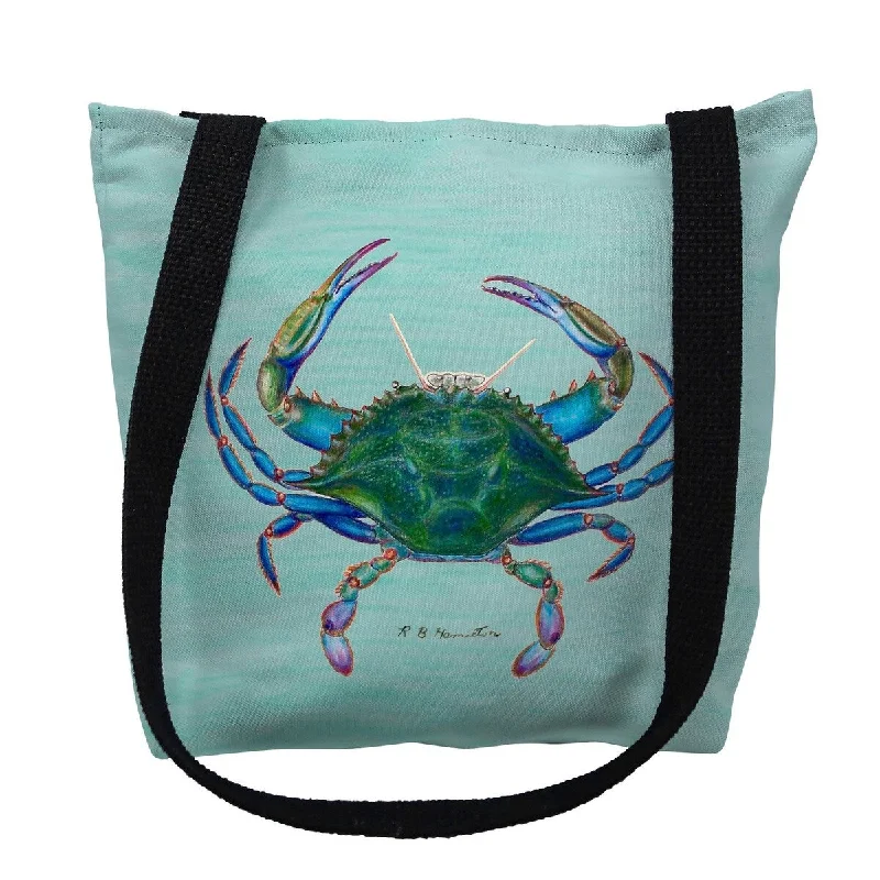 Female Blue Crab on Aqua Small Tote Bag 13x13