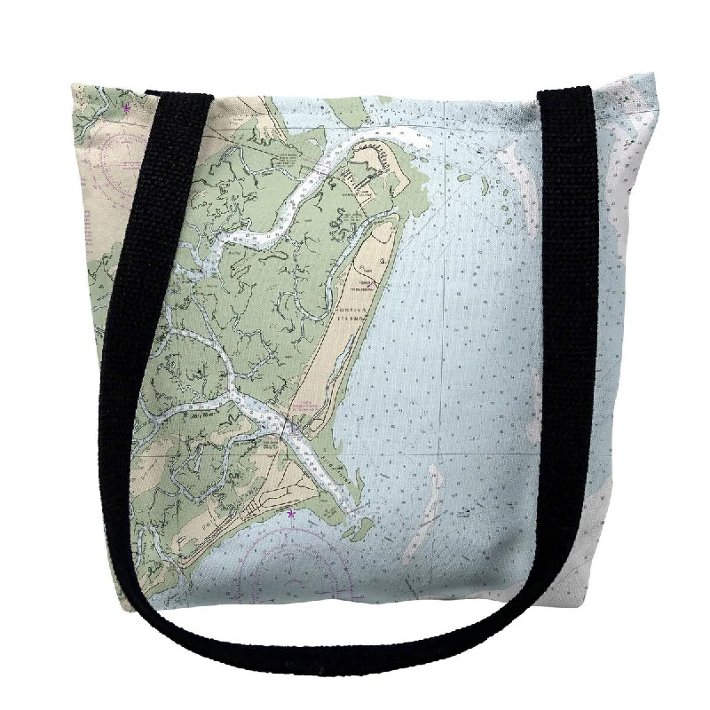 Fripp Island, SC Nautical Map Medium Tote Bag 16x16 - 16 inches x 16 inches