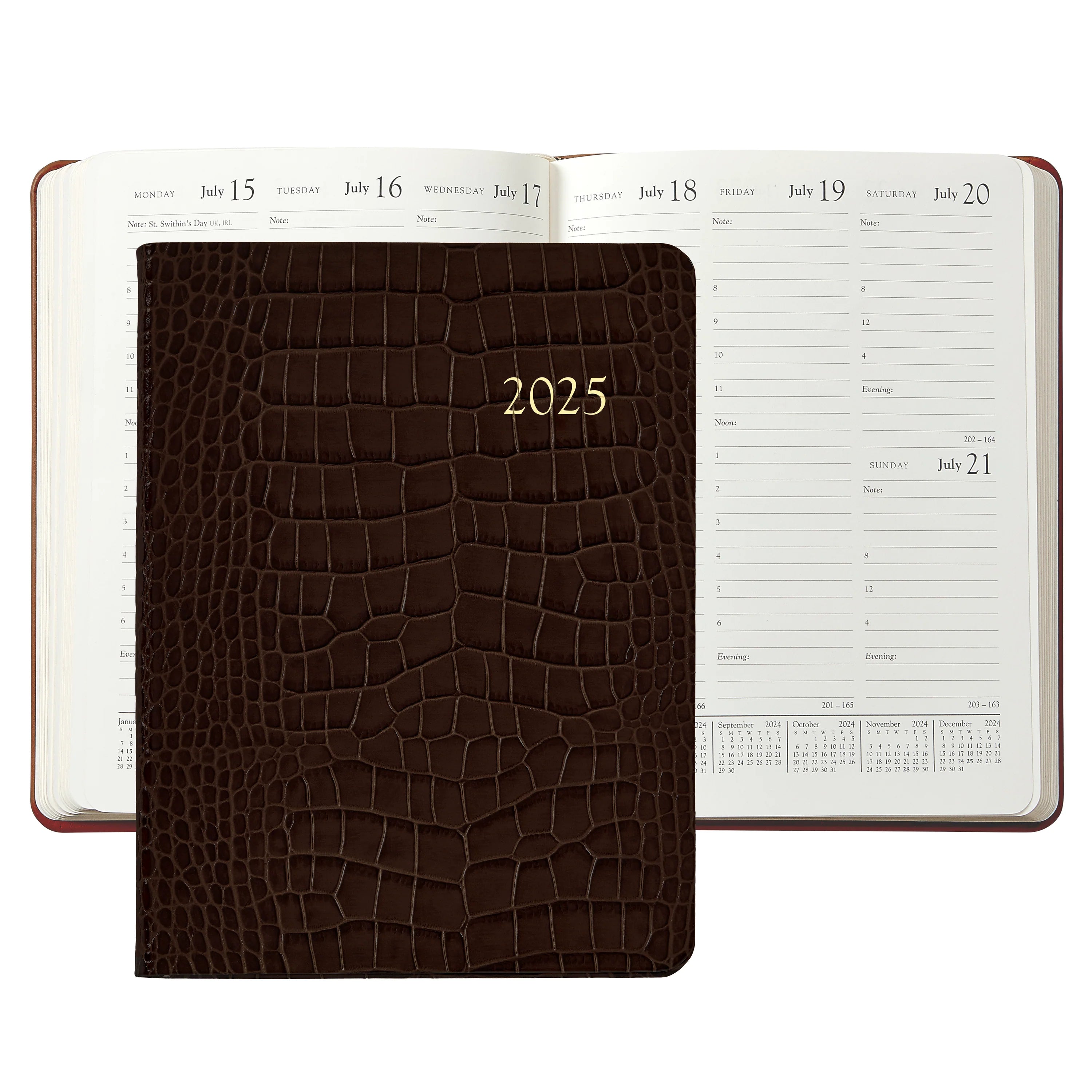 Brown Embossed Croc Leather