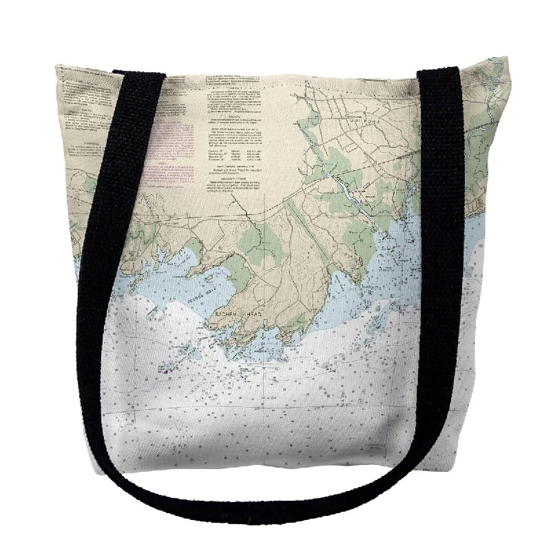 Guilford Point, CT Nautical Map Medium Tote Bag 16x16 - 16 inches x 16 inches