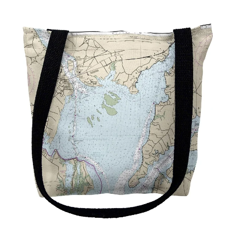 Head of Chesapeake Bay, MD Nautical Map Medium Tote Bag 16x16 - 16 inches x 16 inches