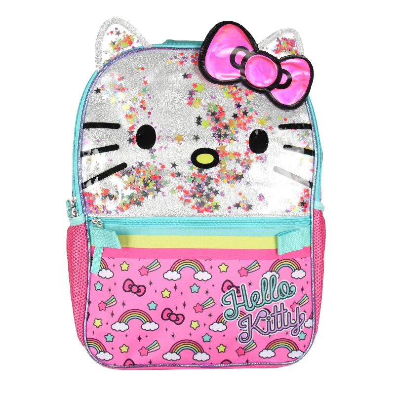 Hello Kitty Glitter 2 Piece School Travel Backpack Set For Girls With Detachable Insulated Lunch Box