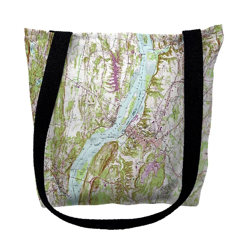 Hudson, NY Nautical Map Medium Tote Bag 16x16 - 16 inches x 16 inches