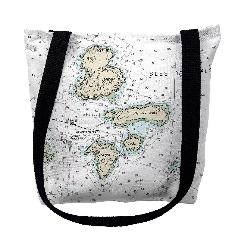 Isle of Shoals, NH Nautical Map Medium Tote Bag 16x16 - 16 inches x 16 inches