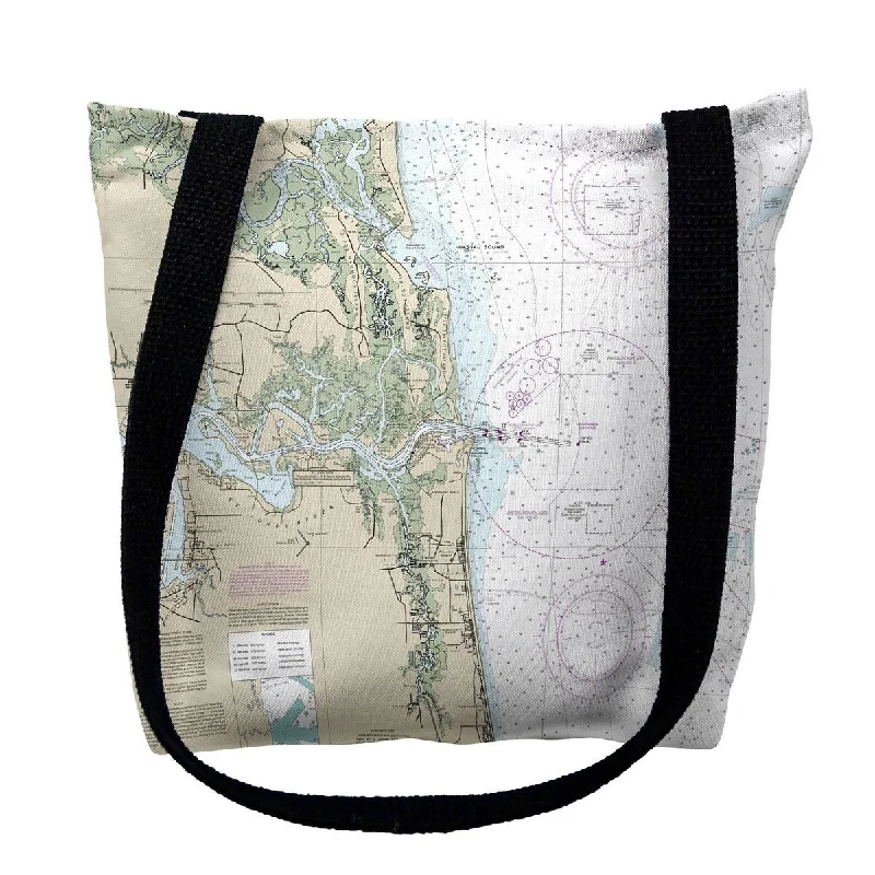 Jacksonville, FL Nautical Map Medium Tote Bag 16x16 - 16 inches x 16 inches