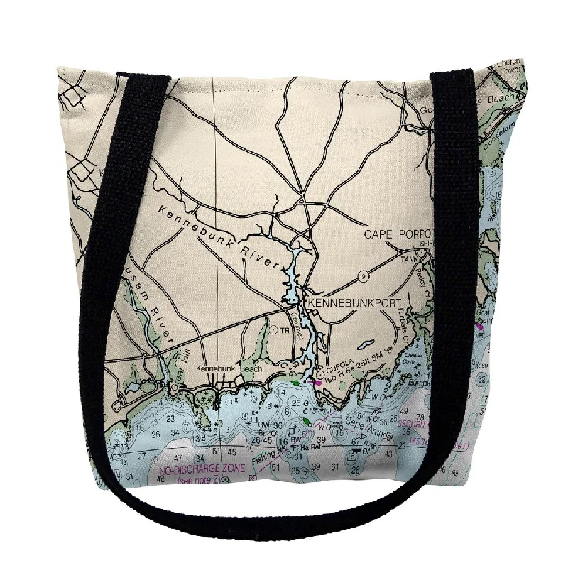 Kennebunckport, ME Nautical Map Medium Tote Bag 16x16 - 16 inches x 16 inches