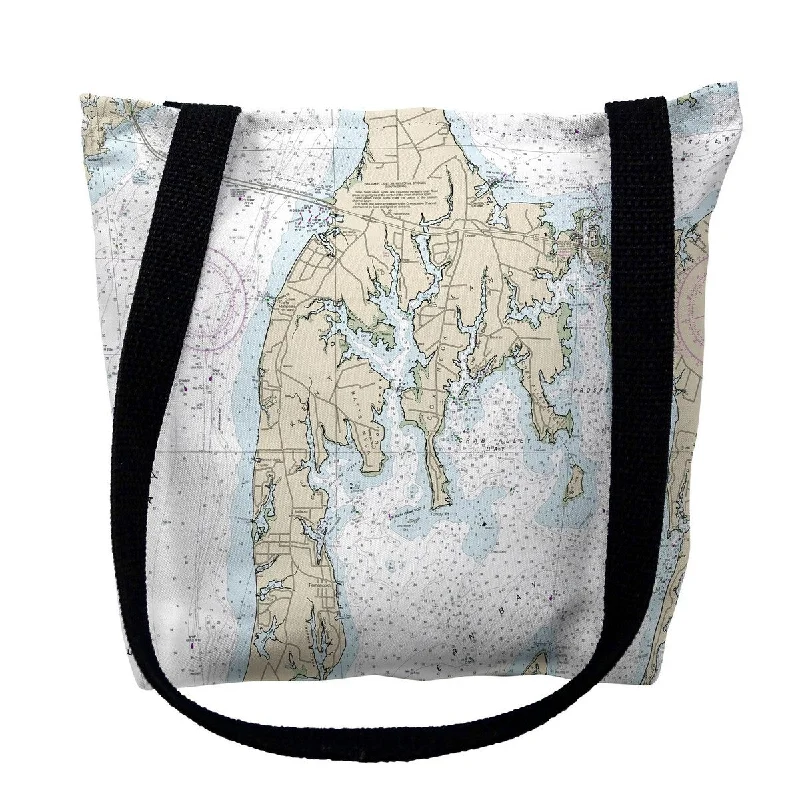 Kent Island II, MD Nautical Map Medium Tote Bag 16x16 - 16 inches x 16 inches