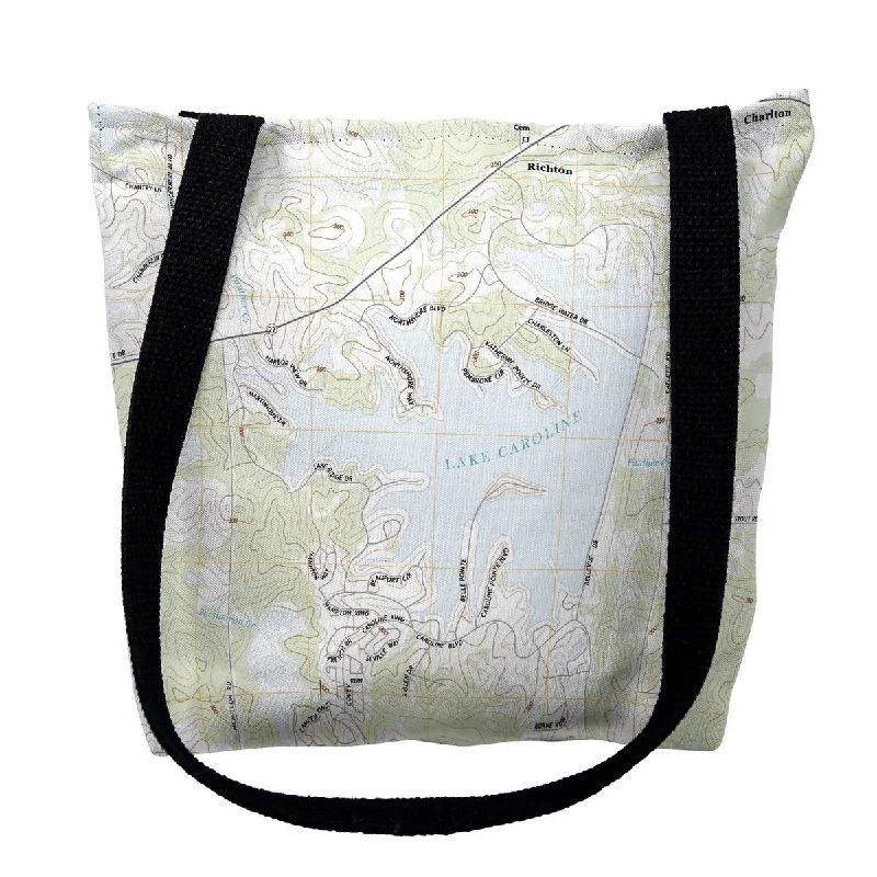 Lake Caroline, MS Nautical Map Medium Tote Bag 16x16 - 16 inches x 16 inches