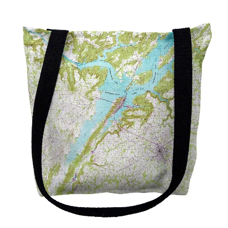 Lake Guntersville, AL Nautical Map Medium Tote Bag 16x16 - 16 inches x 16 inches