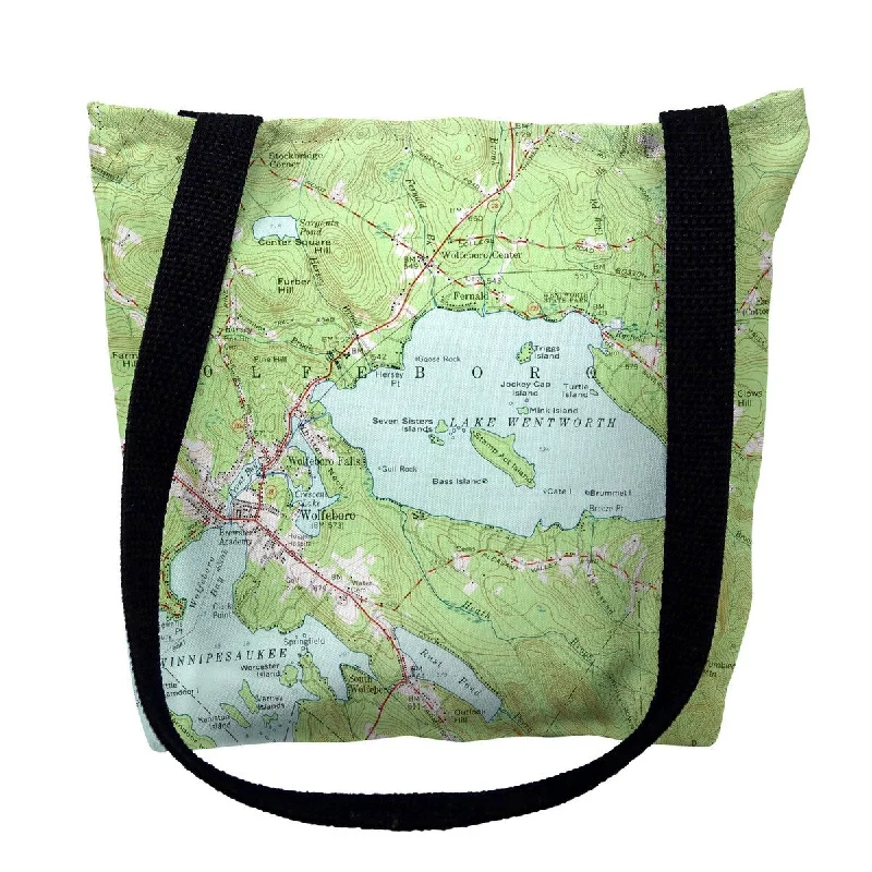 Lake Wentworth, NH Nautical Map Medium Tote Bag 16x16 - 16 inches x 16 inches