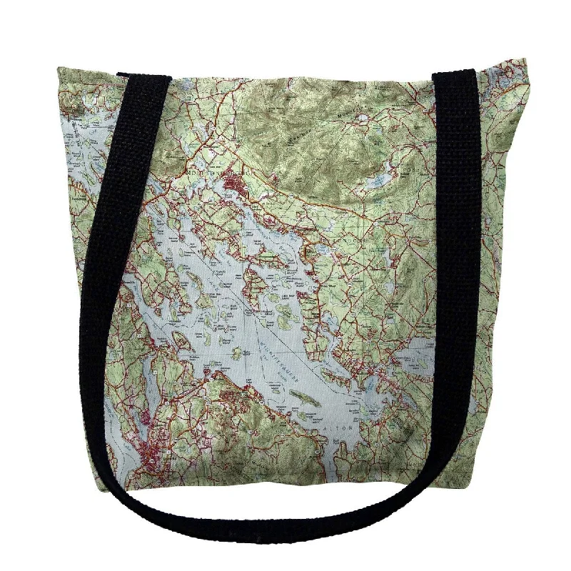 Lake Winnipesaukee, NH Nautical Map Medium Tote Bag 16x16 - 16 inches x 16 inches