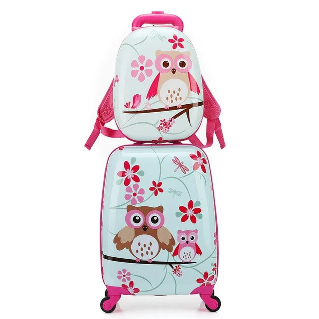 Letrend Cartoon Cute Animal Kids Rolling Luggage Set Spinner Children Suitcases