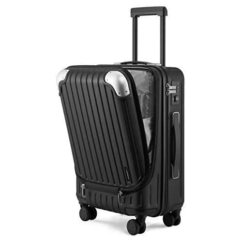 LEVEL8 Carry-On Luggage, Hardside Suitcase, 20” Lightweight ABS+PC Hardshell Spinner Trolley for Luggage with Built-In TSA Lock, 8 Spinner Wheels, Black, 20-Inch Carry-On LEVEL8 Carry-On Luggage, Hardside Suitcase, 20” Lightweight ABS+PC Hardshell Spinner Trolley for Luggage with Built-In TSA Lock, 8 Spinner Wheels, Black, 20-Inch Carry-On
