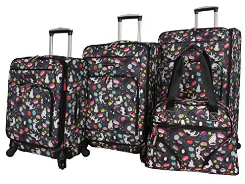 Lily Bloom Luggage Set 4 Piece Suitcase Collection With Spinner Wheels For Woman (Sushi Black) Lily Bloom Luggage Set 4 Piece Suitcase Collection With Spinner Wheels For Woman (Sushi Black)