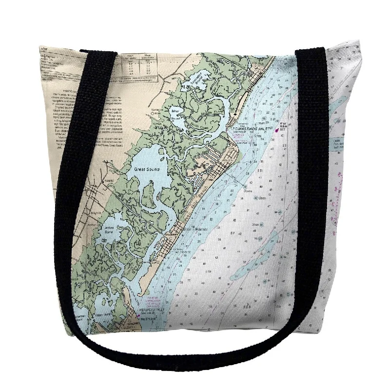Little Egg Inlet to Hereford Inlet - Avalon, NH Nautical Map Medium Tote Bag 16x16 - 16 inches x 16 inches
