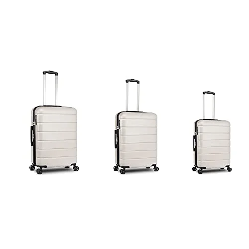 LIZHOUMIL Luggage Sets Suitcase Lightweight TSA Lock Spinner 20In24In28In White ABS