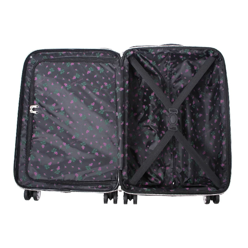 Luggage Collection - Expandable 3 Piece Hardside Lightweight Spinner Suitcase Set (Stripe Roses)