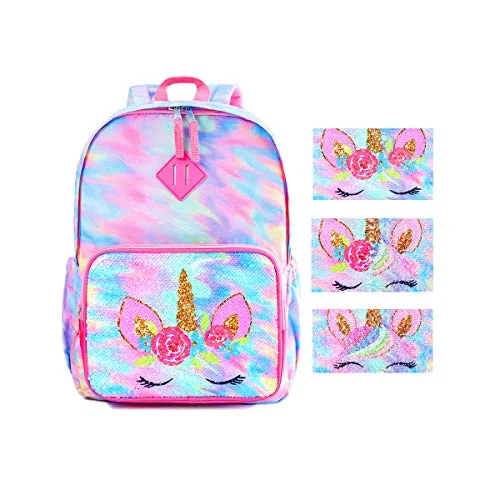 Magic Reversible Sequin School Bag, Lightweight Pre-School Backpack for for Kindergarten or Elementary (Rainbow Unicorn, 15-inch) Magic Reversible Sequin School Bag, Lightweight Pre-School Backpack for for Kindergarten or Elementary (Rainbow Unicorn, 15-inch)