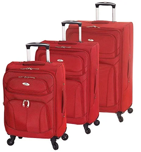 Mancini FeatherLite Expandable Spinner Luggage Set in Red