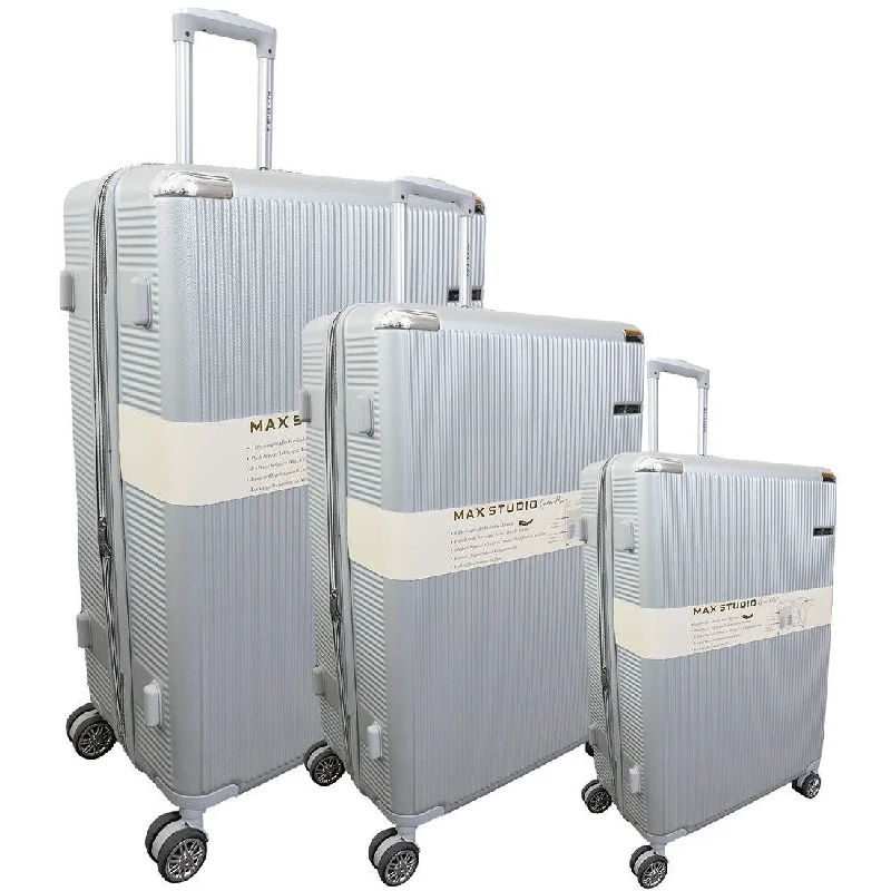 Max Studio 3 Piece Genoa Hardshell Expandable Lightweight Suitcase Double Spinner Wheels Luggage Set