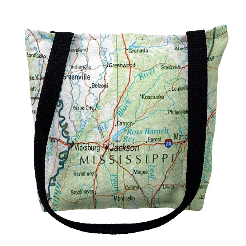 Mississippi, MS Nautical Map Medium Tote Bag 16x16 - 16 inches x 16 inches