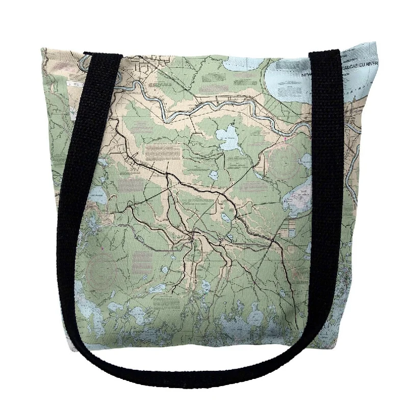 New Orleans to Calcasieu River, LA Nautical Map Medium Tote Bag 16x16 - 16 inches x 16 inches