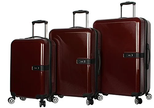 Nicole Miller New York Ria Collection Hardside 3-Piece Spinner Luggage Set: 28", 24", and 20" (Burgundy) Nicole Miller New York Ria Collection Hardside 3-Piece Spinner Luggage Set: 28", 24", and 20" (Burgundy)