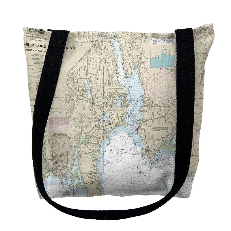 North Shore Long Island to Niantic Bay, CT Nautical Map Medium Tote Bag 16x16 - 16 inches x 16 inches