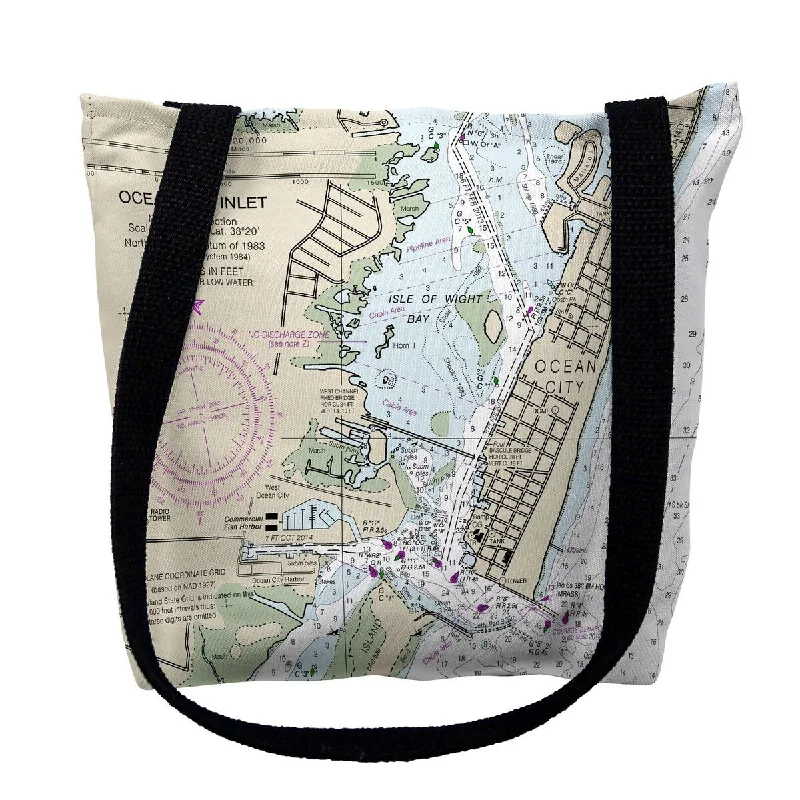 Ocean City Inlet, VA Nautical Map Medium Tote Bag 16x16 - 16 inches x 16 inches