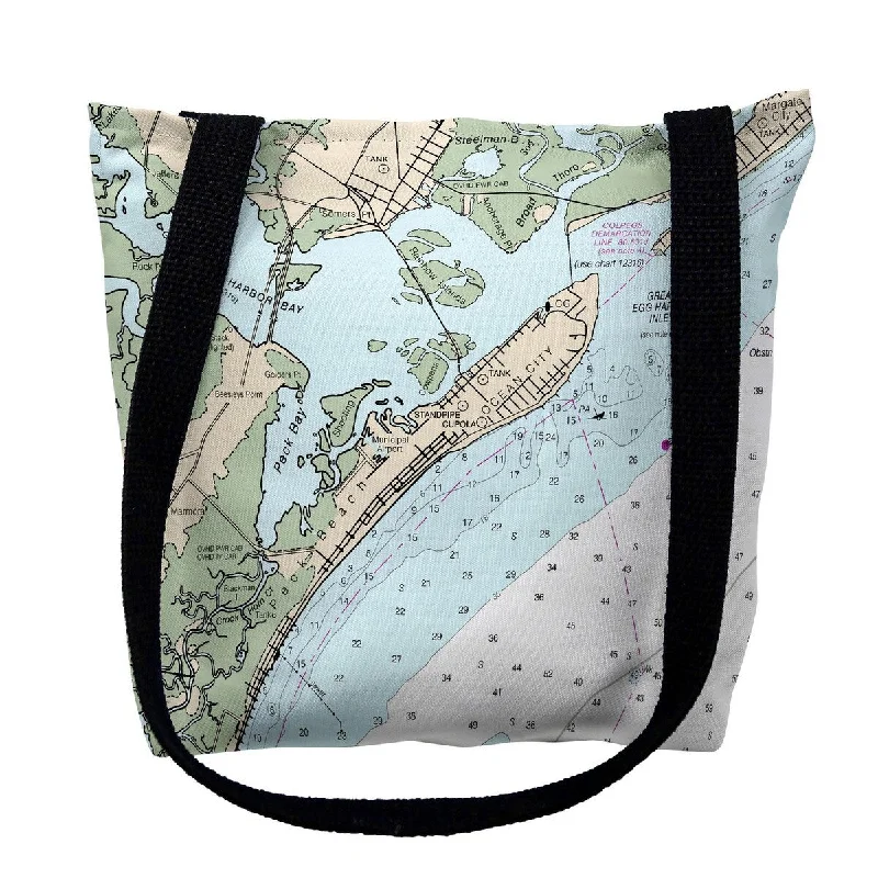 Ocean City, NJ Nautical Map Medium Tote Bag 16x16 - 16 inches x 16 inches