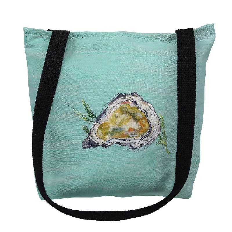 Oyster Shell on Aqua Small Tote Bag 13x13